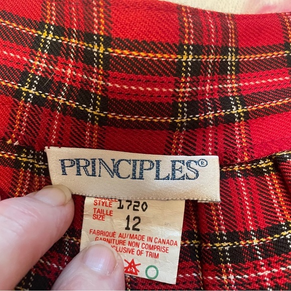 Vintage Principles Red Plaid Pleated Skirt-Vintage size 12-Flap over style. - Picture 6 of 9